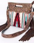 American Darling ADBGZ246 Clutch Hand Tooled Saddle Blanket Genuine Leather Women Bag Western Handbag Purse