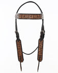 HILASON Western Horse Headstall Breast Collar Wither Strap Set American Leather Floral
