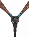 HILASON Western Horse Breast Collar American Leather Floral Tan Dark Brown