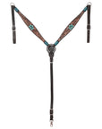 HILASON Western Horse Breast Collar American Leather Floral Tan Dark Brown