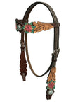 HILASON Western Horse Headstall Breast Collar Set American Leather Floral