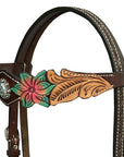 HILASON Western Horse Headstall Breast Collar Set American Leather Floral