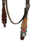 HILASON Western Horse Headstall Breast Collar Set American Leather Floral