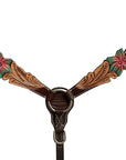 HILASON Western Horse Headstall Breast Collar Set American Leather Floral