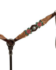 HILASON Western Horse Headstall Breast Collar Set American Leather Floral