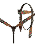 HILASON Western Horse Headstall Breast Collar Set American Leather Floral