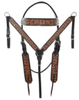 HILASON Western Horse Headstall Breast Collar Wither Strap Set American Leather Floral