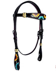 HILASON Western Horse Headstall Breast Collar Set American Leather Black