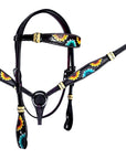 HILASON Western Horse Headstall Breast Collar Set American Leather Black