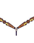 HILASON Western Horse Headstall Breast Collar Set American Leather Tan Dark Brown Sunflower