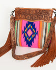 American Darling ADBGZ254 Signature Crossbody Hand Tooled Saddle Blanket Genuine Leather Women Bag Western Handbag Purse
