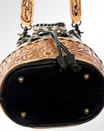 American Darling ADBG537BKW Bucket Hand Tooled Hair-On Genuine Leather Women Bag Western Handbag Purse