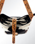 American Darling ADBG539BKW Hobo Hand Tooled Hair-On Genuine Leather Women Bag Western Handbag Purse