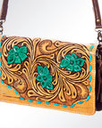 American Darling ADBG545 Organiser Hand Tooled Genuine Leather Women Bag Western Handbag Purse