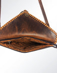 American Darling ADBG548BRW Envelope Hand Tooled Hair-On Genuine Leather Women Bag Western Handbag Purse