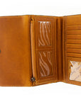 American Darling ADBG549TAW Wallet Hand Tooled Hair-On Genuine Leather Women Bag Western Handbag Purse