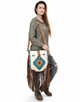 American Darling ADBG551DAR1 Messenger Saddle Blanket Genuine Leather Women Bag Western Handbag Purse