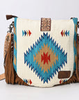 American Darling ADBG551DAR1 Messenger Saddle Blanket Genuine Leather Women Bag Western Handbag Purse