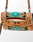 ADBG557DAR1 American Darling Hand Tooled Saddle Blanket Genuine Leather Women Bag Western Handbag Purse