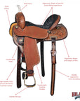 Hilason Western Horse Trail Barrel Racing American Leather Saddle Dark Brown