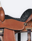 Hilason Western Horse Trail Barrel Racing American Leather Saddle Dark Brown