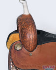 Hilason Western Horse Trail Barrel Racing American Leather Saddle Dark Brown
