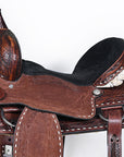 Hilason Western Horse Trail Barrel Racing American Leather Saddle Dark Brown