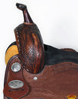 Hilason Western Horse Trail Barrel Racing American Leather Saddle Dark Brown