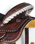 Hilason Western Horse Trail Barrel Racing American Leather Saddle Dark Brown