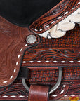Hilason Western Horse Trail Barrel Racing American Leather Saddle Dark Brown