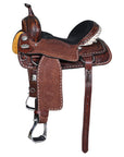 Hilason Western Horse Trail Barrel Racing American Leather Saddle Dark Brown