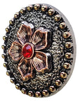 HILASON Western Screw Back Antique Brass Finish Concho W/ Red Rhinestones