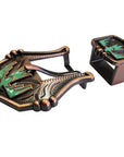 3/4" Hilason Western Horse Buckle Concho And Keeper Antique Copper Turquoise Enamel Concho Brown