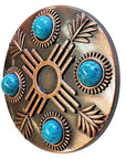 1 1/2" Hilason Western Horse Concho Antique Copper Turquoise Stone Brown
