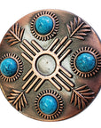 1 1/2" Hilason Western Horse Concho Antique Copper Turquoise Stone Brown