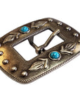 HILASON Western Antique Nickel Finishing Buckle Concho W/ Turquoise Stone