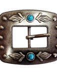 HILASON Western Antique Nickel Finishing Buckle Concho W/ Turquoise Stone