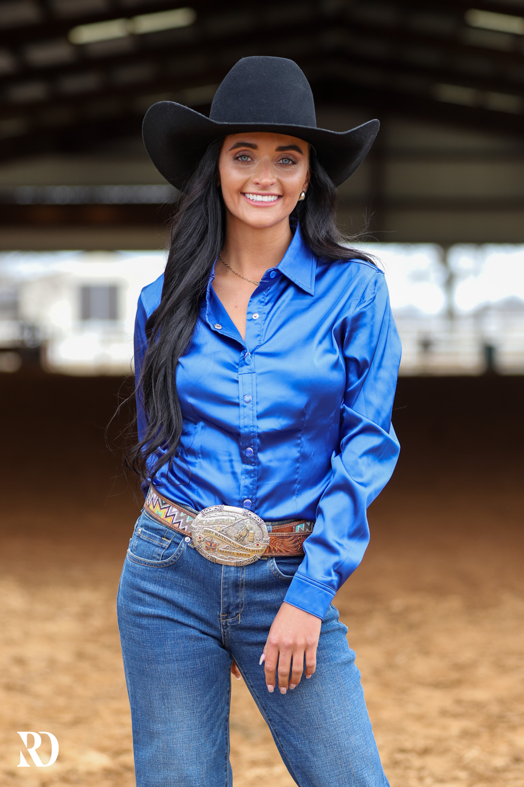 ROYAL BLUE SATIN PERFORMANCE RODEO SHIRT
