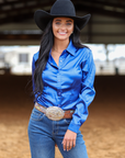 ROYAL BLUE SATIN PERFORMANCE RODEO SHIRT