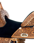 Western Horse Saddle Treeless Trail Barrel Leather Sun Flower Hilason