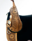 Western Horse Saddle Treeless Trail Barrel Leather Sun Flower Hilason