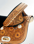 Western Horse Saddle Treeless Trail Barrel Leather Sun Flower Hilason