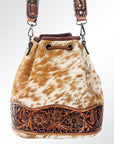 American Darling ADBG569A Bucket Hand Tooled Saddle Blanket Genuine Leather Women Bag Western Handbag Purse