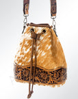 American Darling ADBG569A Bucket Hand Tooled Saddle Blanket Genuine Leather Women Bag Western Handbag Purse