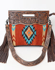 American Darling Clutch Hand Tooled Saddle Blanket Genuine Leather Women Bag Western Handbag Purse