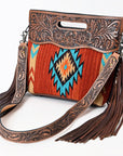 American Darling Clutch Hand Tooled Saddle Blanket Genuine Leather Women Bag Western Handbag Purse