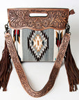American Darling Clutch Hand Tooled Saddle Blanket Genuine Leather Women Bag Western Handbag Purse