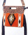 American Darling Clutch Hand Tooled Saddle Blanket Genuine Leather Women Bag Western Handbag Purse