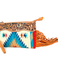 American Darling ADBG344TANB Wristlet Hand Tooled Saddle Blanket Genuine Leather Women Bag Western Handbag Purse