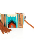 American Darling ADBG344TANE Wristlet Hand Tooled Saddle Blanket Genuine Leather Women Bag Western Handbag Purse